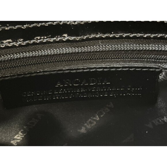 Arcadia Black Patent Leather Hobo Baguette Shoulder Bag - Picture 6 of 8